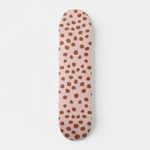 Punkter i persiko- och bruna Dalmatiadets Mini Skateboard Bräda 18,5 Cm