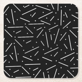 Punkter och streck på Papper svart Underlägg Kvadrat