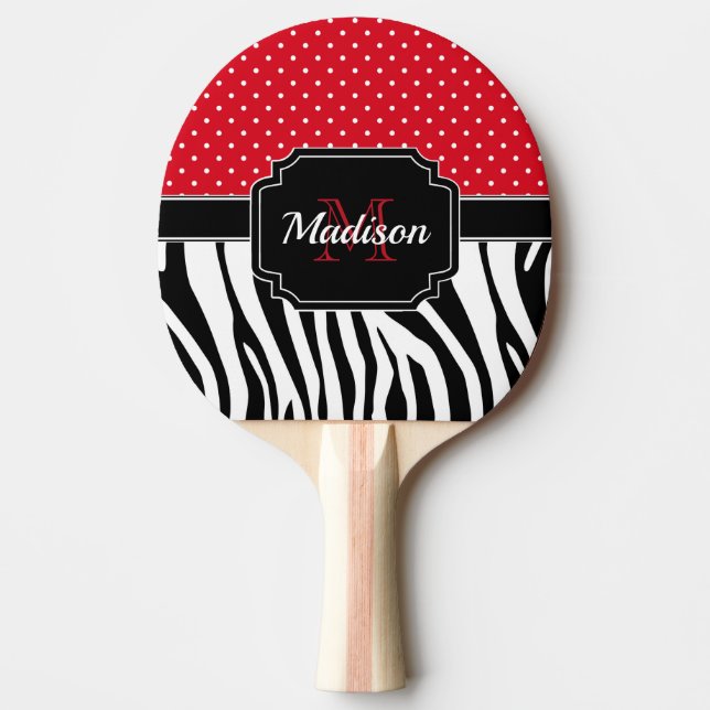 Punkter och Zebra tryck Pingisracket (Framsidan)