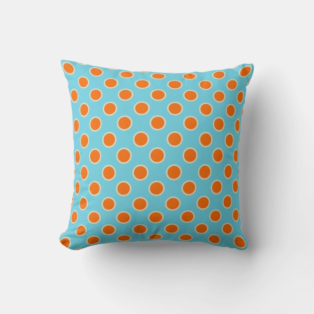 Punkter på cyan och Orange I Kudde (Framsida)