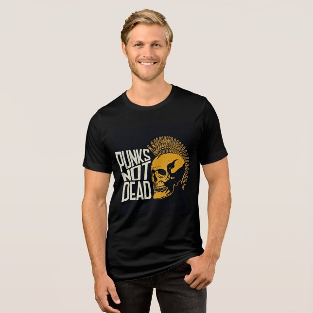 Punkter som inte är döda Retro Skull Tri-Blend Tee (Framsida Full)