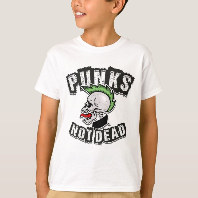 Punkter utan dödlig skal, mohawk Punk Sten Rocker T Shirt (Framsida)
