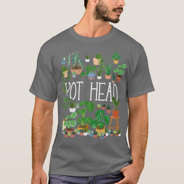  punkterad växt Älskare Pot Head Gardener T Shirt (Framsida)