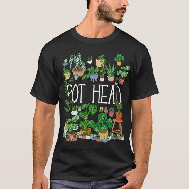  punkterad växt Älskare Pot Head Gardener T Shirt (Framsida)