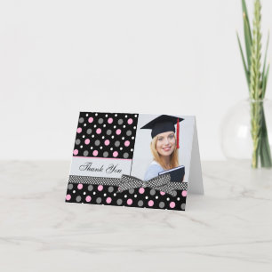 Punktfotokort för Studenten Tack Polka Kort