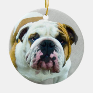 Punkthundsmålning - Cute Original Hund Art Julgransprydnad Keramik