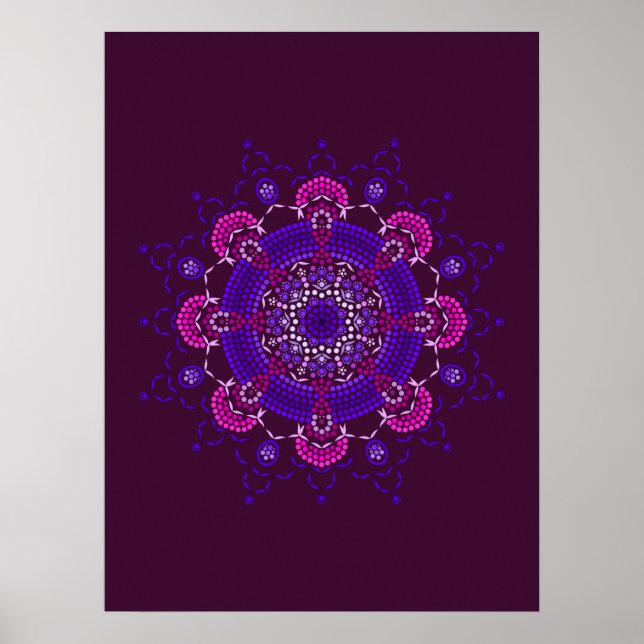 Punktmalerei trifft auf Mandala 1.21 Poster (Framsidan)