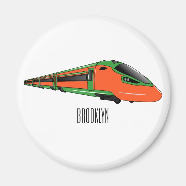 Punktuppställning tåg tecknad illustration magnet (Framsidan)