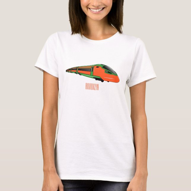 Punktuppställning tåg tecknad illustration t shirt (Framsida)