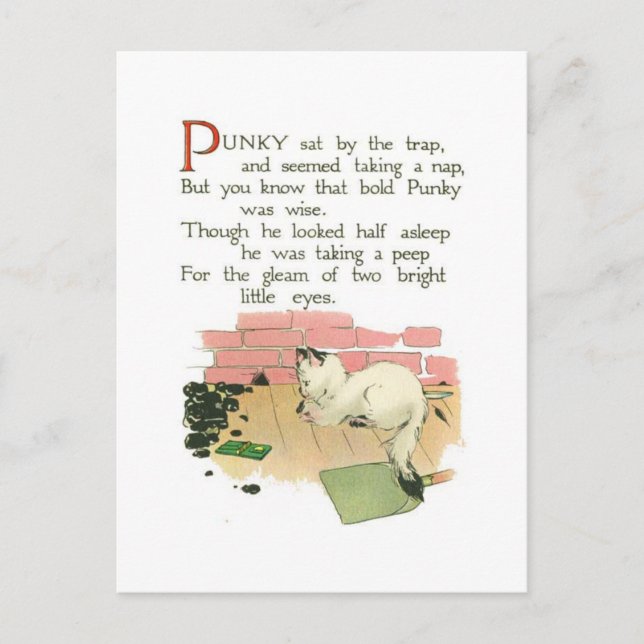 Punky satt vid fällan vykort (Framsida)