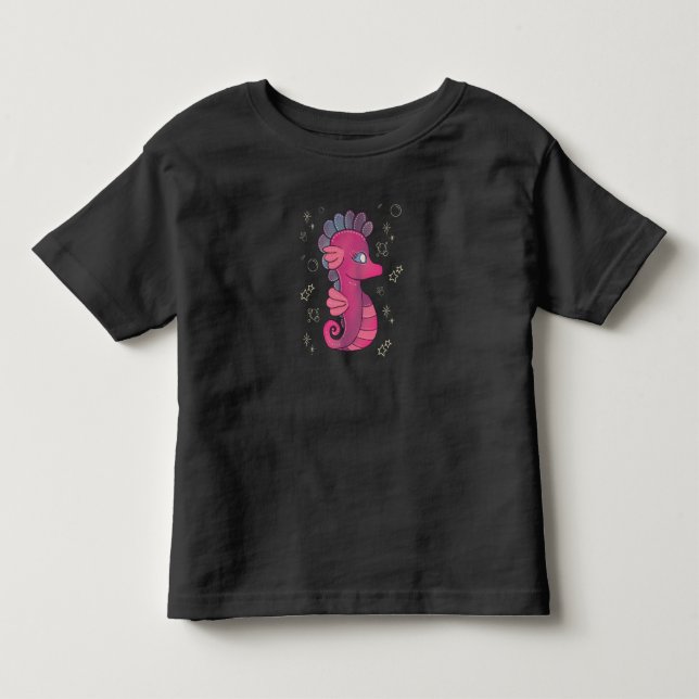 Punky Sjöhäst | Söt Rosa Sjöhäst T Shirt (Framsida)