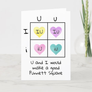 Punnett Square Valentine Biology Science Nerd Chem Helgkort