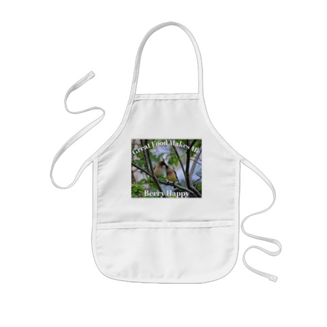 Punny Apron Birds gör dig Berry Lycklig Barnförkläde (Framsidan)