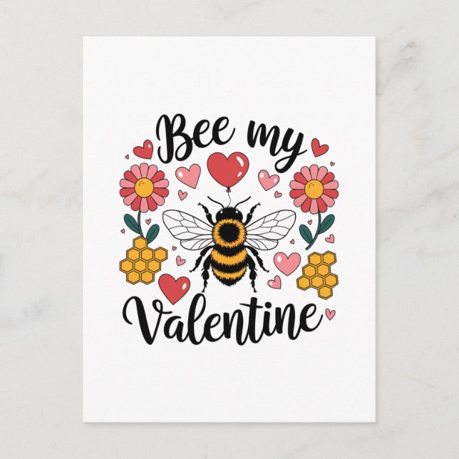 Punny Bee min Valentine Vykort (Framsida)