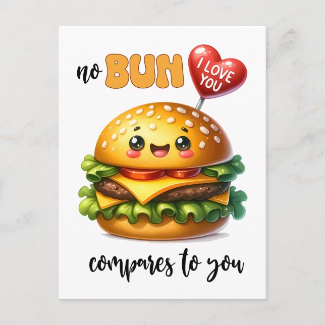 Punny Cheeseburger Valentine Vykort (Framsida)
