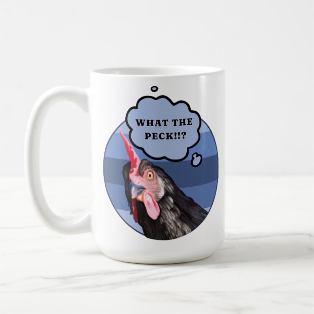 Punny Chicken Ansikte | Vad i Peck?! Kaffemugg (Vänster)