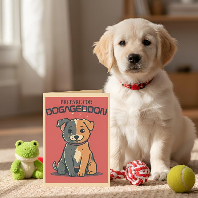 Punny Pet | Förbered dig för Dogageddon Ny Hund Kort (Lifestyle Shot)