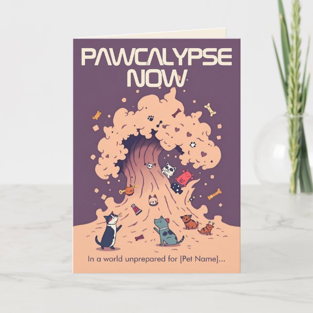 Punny Pet | Pawcalypse Now Ny Sällskapsdjur Kort (Framsida)