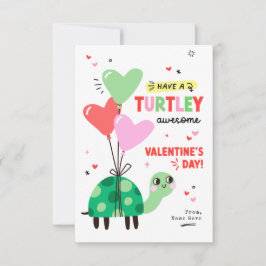 Punny Turtle Valentines Day Kids Classroom Card Inbjudningar
