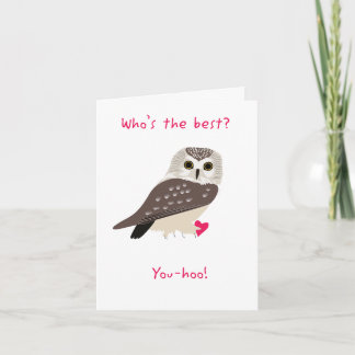 Punny Uggla Valentine Kort