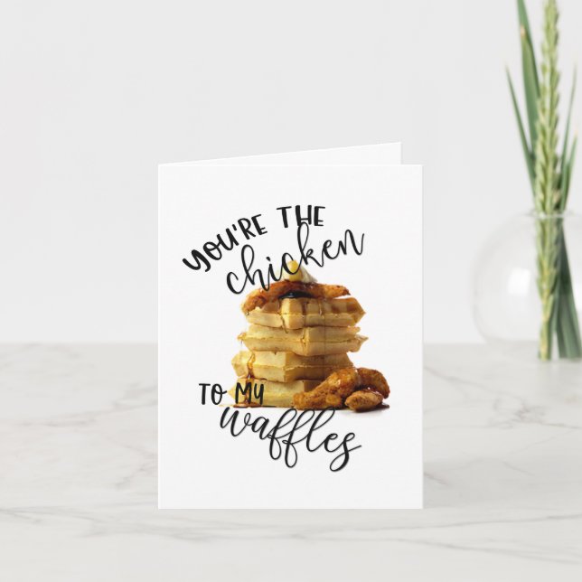 Punny Valentine | Kycklingen till min våffel Helgkort (Framsida)