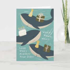 Punny Whale Celebrate Big Birthday Greeting Card Kort