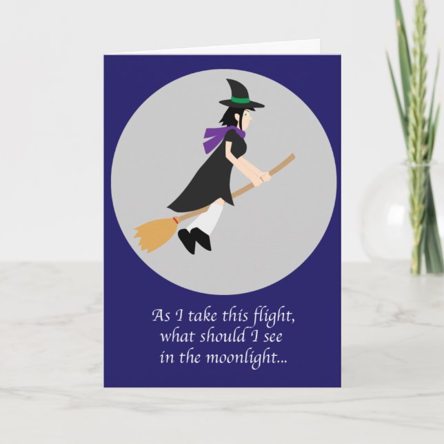 Punny Witch Halloween Kort (Framsida)
