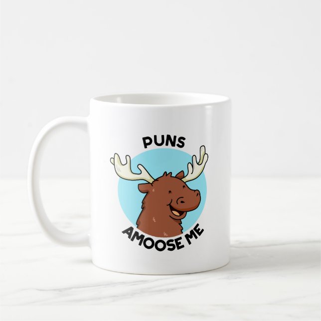 Puns Amoose Me Funny Moose Pun Kaffemugg (Vänster)