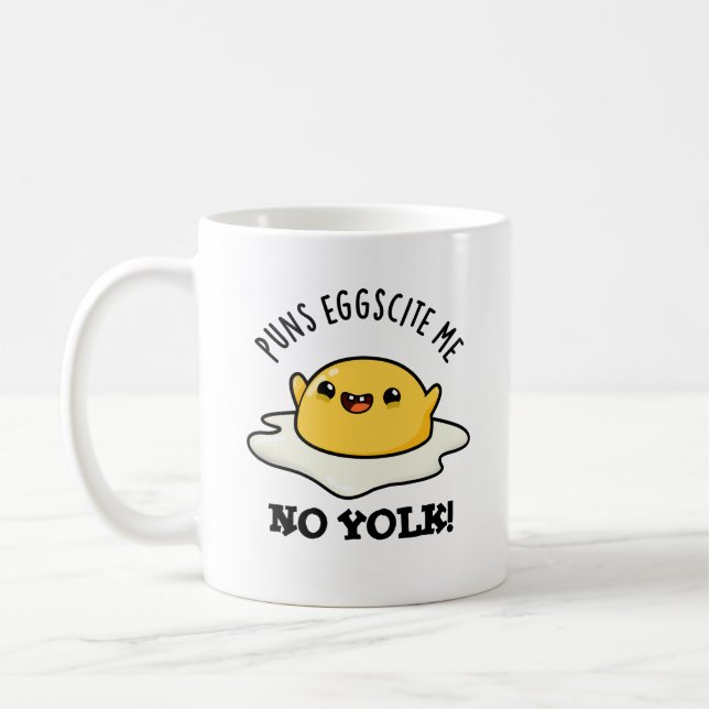 Puns Eggcite Me No Yolk Funny Egg Pun Kaffemugg (Vänster)