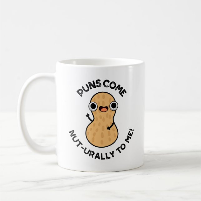 Puns Kom Nöt-urally till mig Funny Nöt Pun Kaffemugg (Vänster)