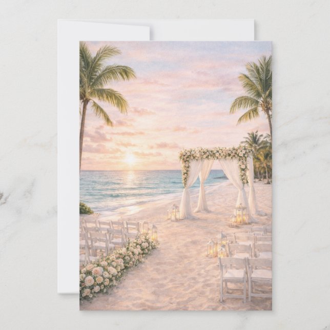 Punta Cana Beach Bröllopsinbjudan | Redigerbar  Inbjudningar (Framsida)