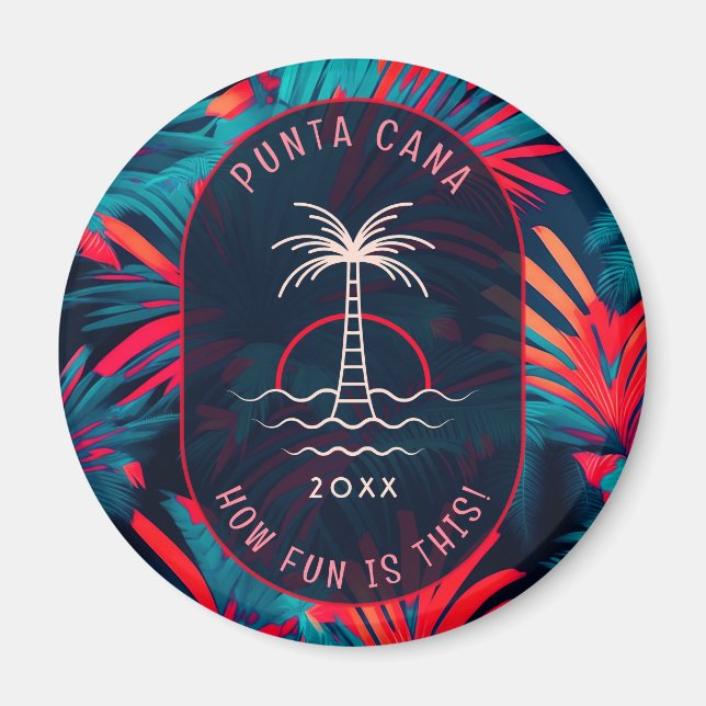 Punta Cana Beach party Handflatan träd löv sunset Magnet (Framsidan)