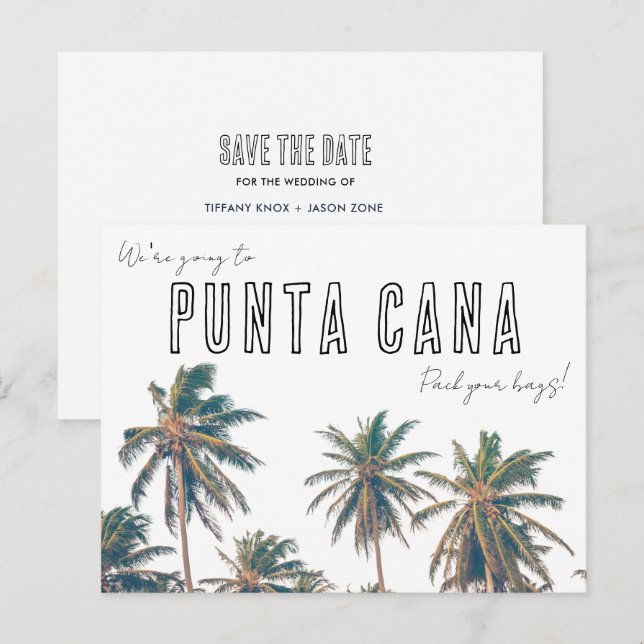 Punta Cana Destination Bröllop Save the Date  Vykort (Fram/baksida)