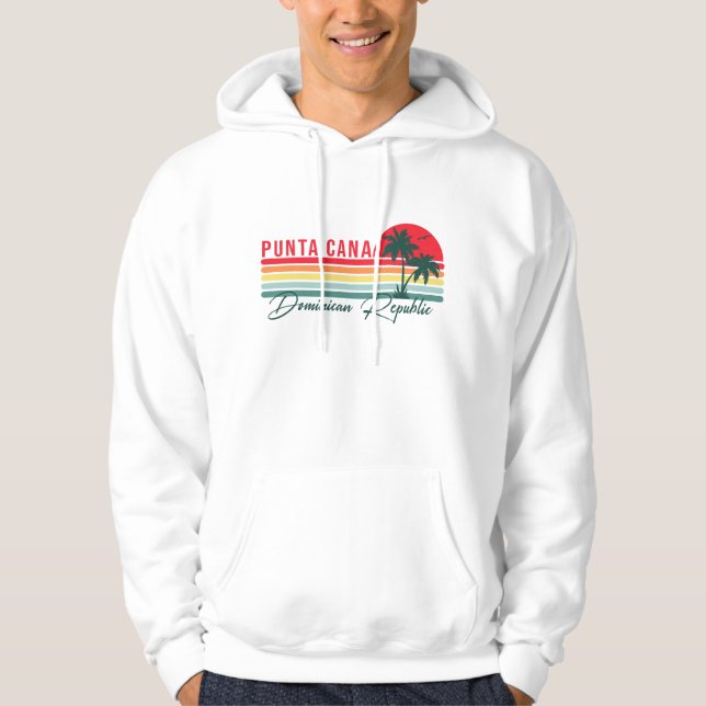 Punta Cana Dominican Handflatan Träd Beach Vintage Hoodie (Framsida)