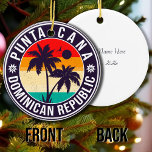 Punta Cana Dominican Handflatan Träd Beach Vintage Julgransprydnad Keramik<br><div class="desc">Punta Cana-återstranddesign för semester. Punta Cana Karibiska öns Vintage souvenir för resor till den karibiska ön. Punta Cana-strandteckningar för Dominikanska semesterfirare och ryggsäckar. Punta Cana i den västindiska retrosouvenir. Utformning för ryggsäckar och resor till Dominikanska republiken. Karibiska öar med Vintage souvenir för semesterfirare i havet. - Du kan enkelt anpassa...</div>