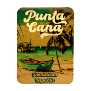 Punta Cana Dominican Handflatan Träd Beach Vintage Magnet