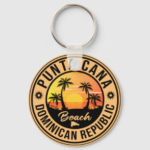 Punta Cana Dominican Handflatan Träd Beach Vintage Nyckelring