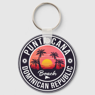 Punta Cana Dominican Handflatan Träd Beach Vintage Nyckelring