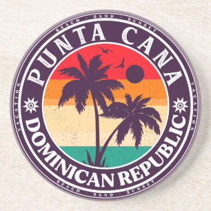 Punta Cana Dominican Handflatan Träd Beach Vintage Underlägg