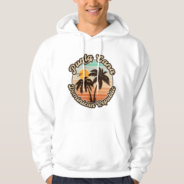 Punta Cana Dominican Handflatan Träd Retro Sunset  Hoodie (Framsida)