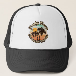 Punta Cana Dominican Handflatan Träd Retro Sunset Keps