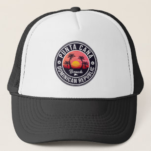 Punta Cana Dominican Handflatan Träd Retro Sunset Keps