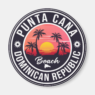 Punta Cana Dominican Handflatan Träd Retro Sunset Magnet