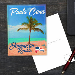 Punta Cana Dominican Handflatan Träd Retro Sunset Vykort