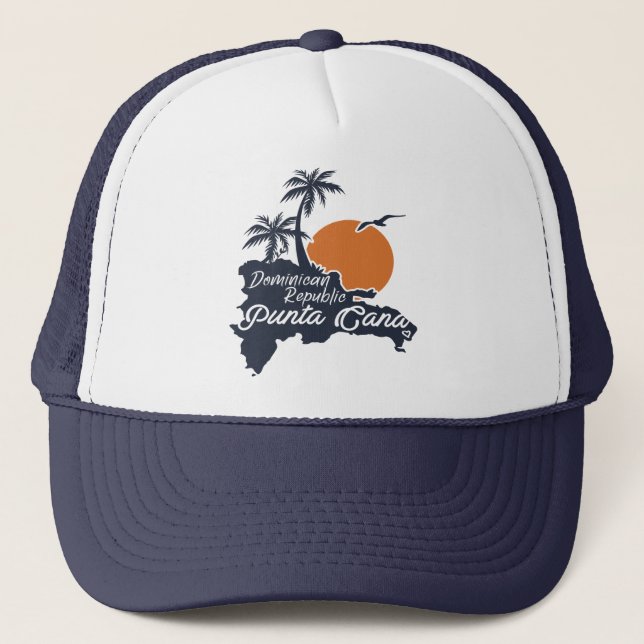 Punta Cana Dominican Karta Navy Retro Sunset Keps (Framsida)