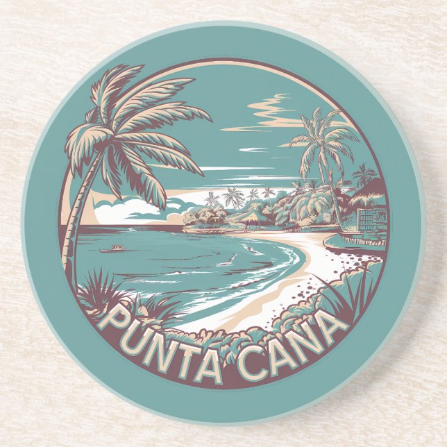 Punta Cana Dominican Republic Travel Art Badge Underlägg (Framsidan)