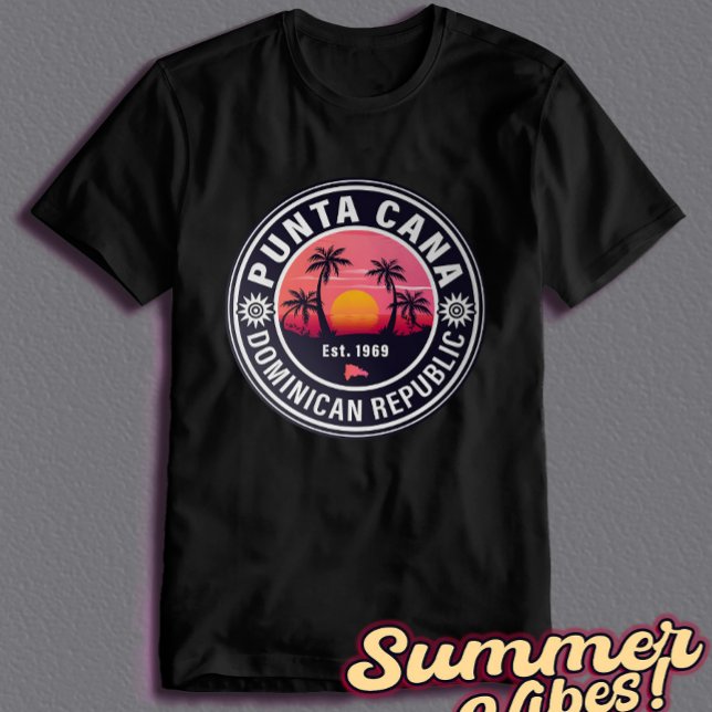Punta Cana Dominican Retro Sunset 60 s Souvenirs T Shirt (Punta Cana Retro Sunset)