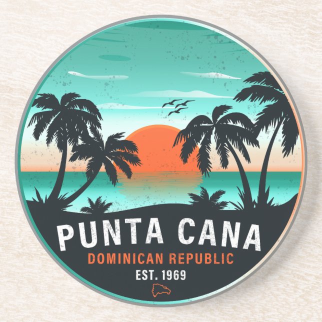 Punta Cana Dominican Retro Sunset Souvenir 60 s Underlägg (Framsidan)