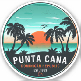 Punta Cana Dominican Retro Sunset Souvenir 80 s Klistermärken