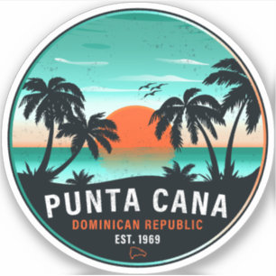 Punta Cana Dominican Retro Sunset Souvenir 80 s Klistermärken